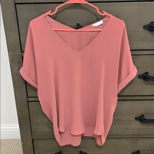 Pink/mauve v neck blouse